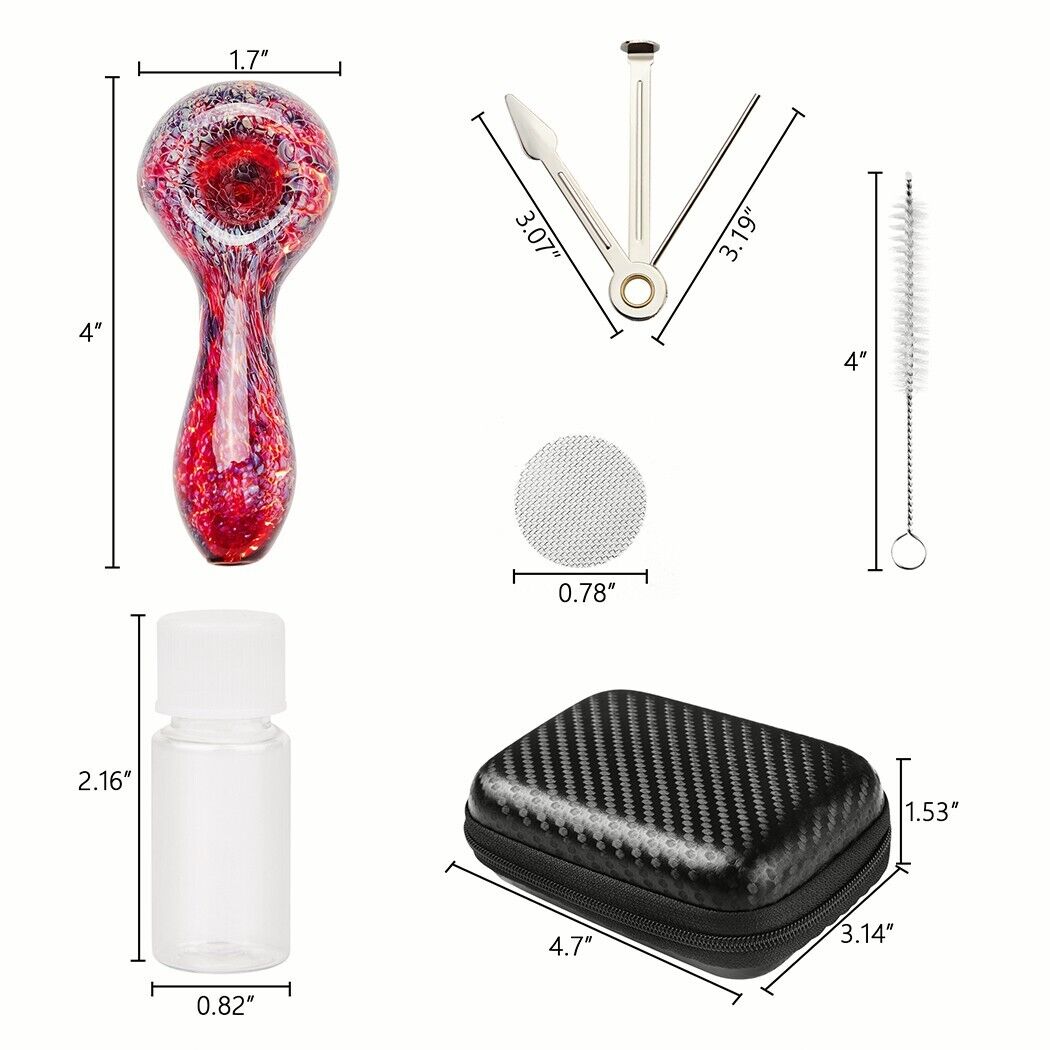( Pack of 2 ) 4" Tobacco Smoking Glass Pipe Collectible Handmade Pipes with Box