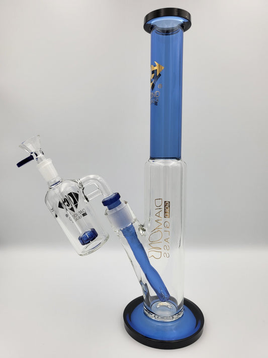 14" Diamond Glass Bong With Ashcatcher  High Quality Bong Multi Color Straight