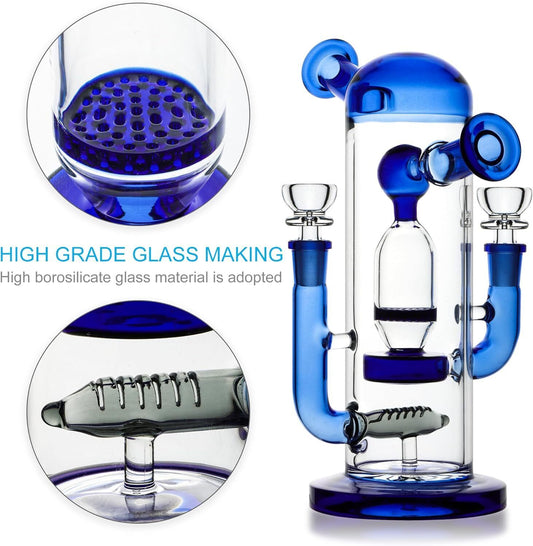 10.5in  Glass Bong Heavy Smoking Tornado Hookah Percolate Water Pipe W/18mm Bowl