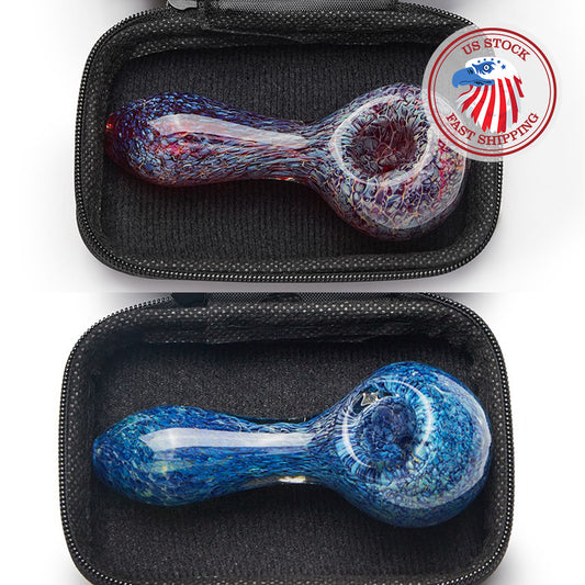 ( Pack of 2 ) 4"  Tobacco Smoking Glass Pipe Collectible Handmade Pipes with Box