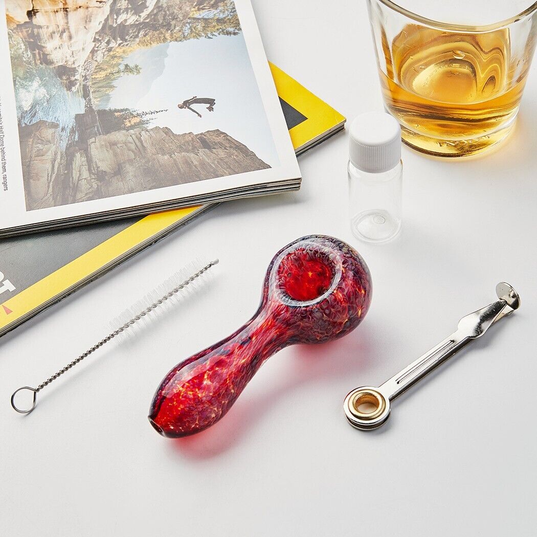 ( Pack of 2 ) 4"  Tobacco Smoking Glass Pipe Collectible Handmade Pipes with Box
