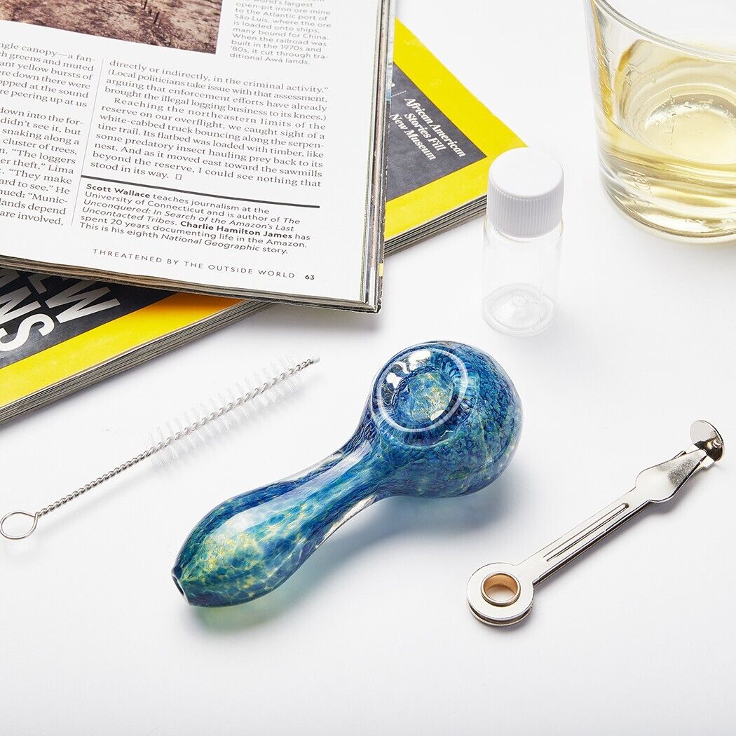 ( Pack of 2 ) 4"  Tobacco Smoking Glass Pipe Collectible Handmade Pipes with Box
