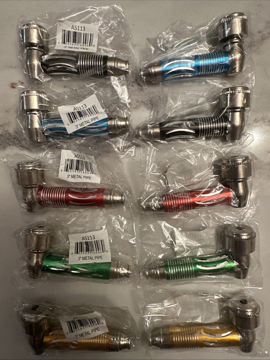 10 Pack 3” Metal SEALED Tobacco Smoking Hand Pipes with Caps FREE SHIP USA