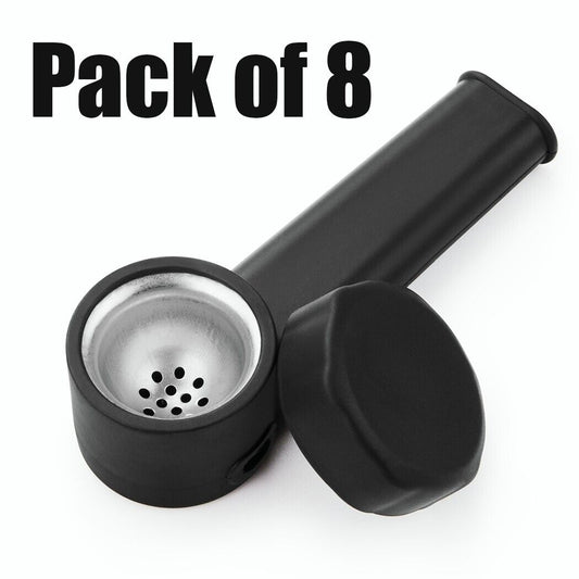 ( Pack of 8 ) 3.5" Silicone Tobacco Smoking Pipe with Lid Black Hand Pipes Bowl